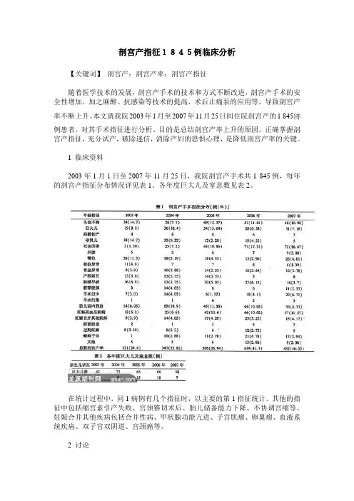 剖宫产指征1845例临床分析