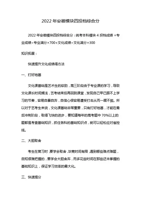 2022年安徽模块四投档综合分