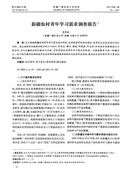 新疆农村青年学习需求调查报告