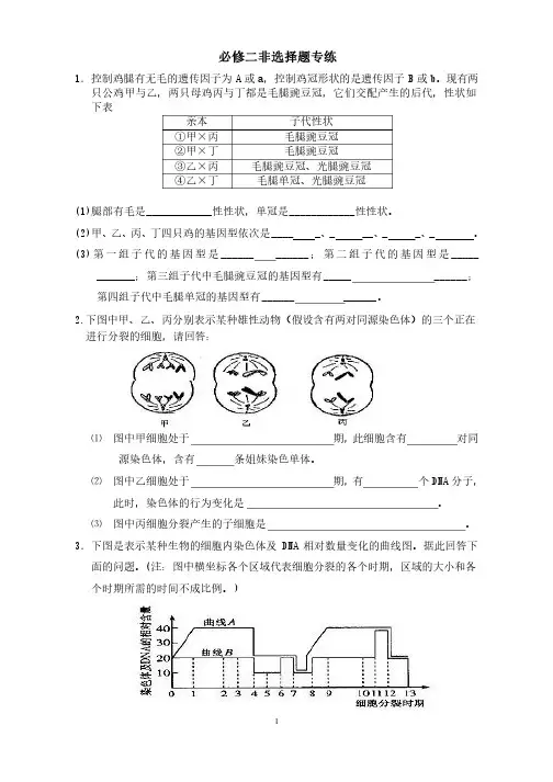 生物必修二期末复习非选择题专练和答案