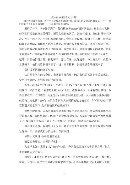 我心中的消防作文(3篇)