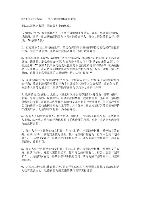 《2019年司法考试——刑法数罪的体现与案例》
