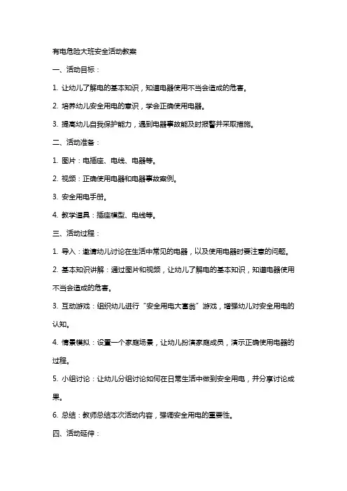 有电危险大班安全活动教案