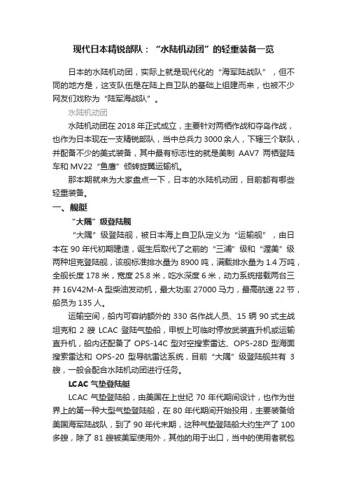 现代日本精锐部队：“水陆机动团”的轻重装备一览