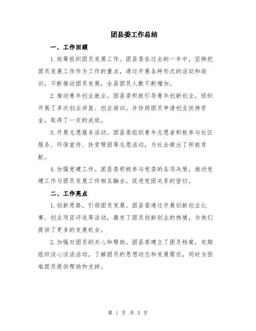 团县委工作总结
