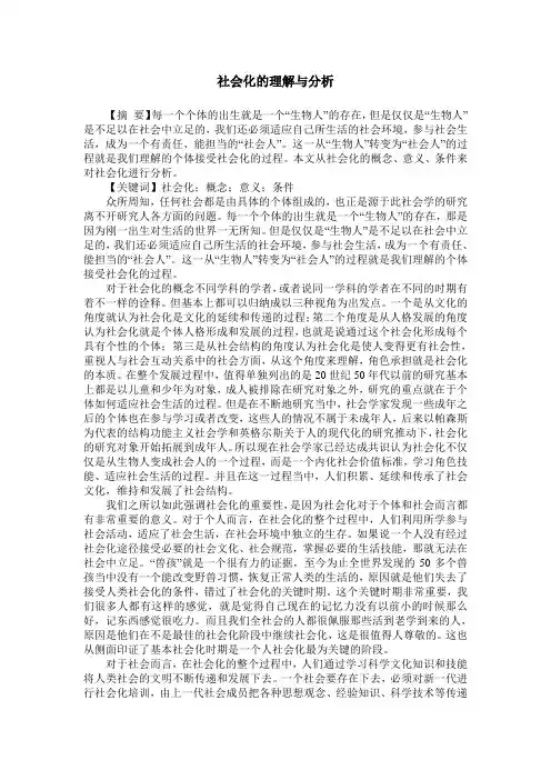 社会化的理解与分析