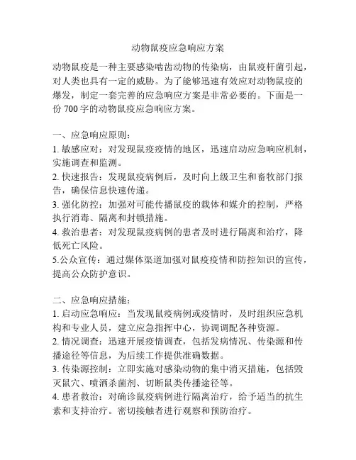 动物鼠疫应急响应方案