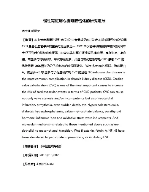 慢性肾脏病心脏瓣膜钙化的研究进展