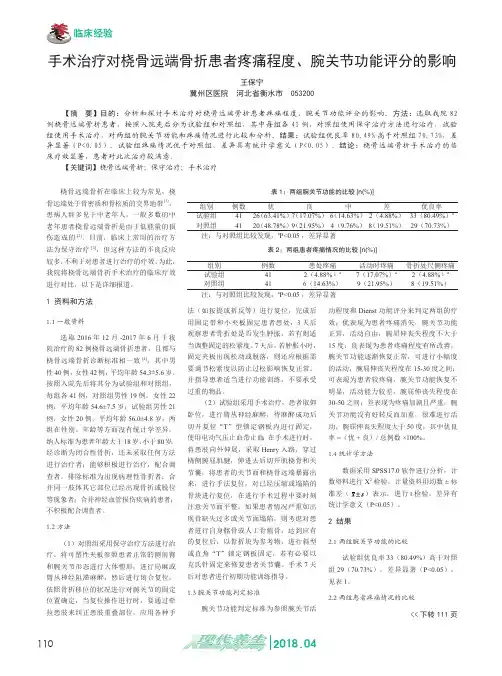 手术治疗对桡骨远端骨折患者疼痛程度、腕关节功能评分的影响