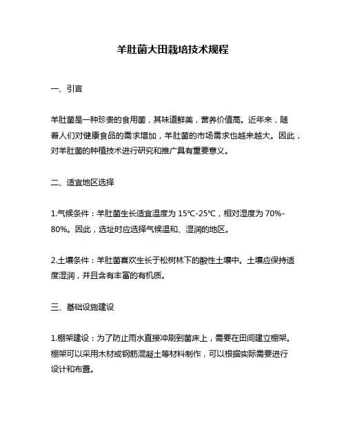 羊肚菌大田栽培技术规程