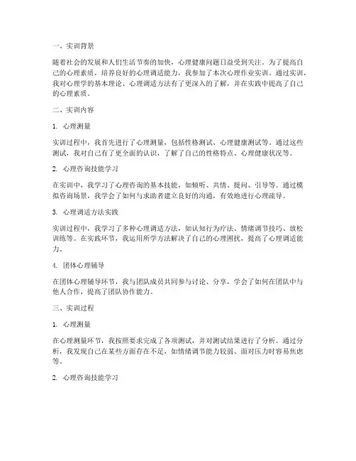 心理作业实训报告
