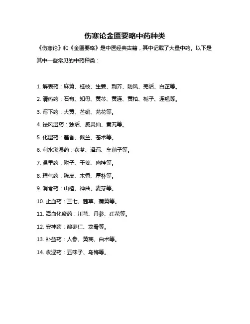 伤寒论金匮要略中药种类