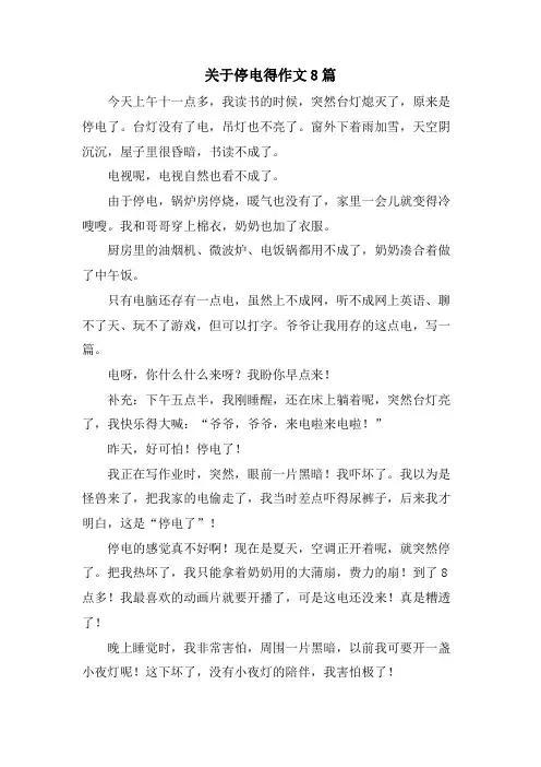 关于停电得作文8篇