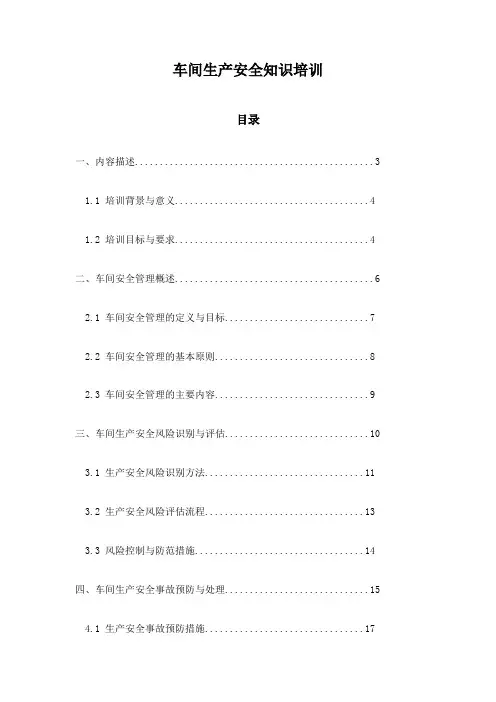 车间生产安全知识培训