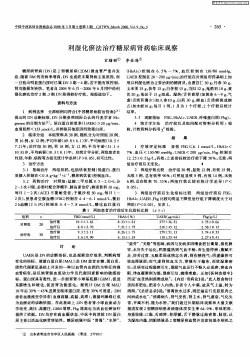 利湿化瘀法治疗糖尿病肾病临床观察
