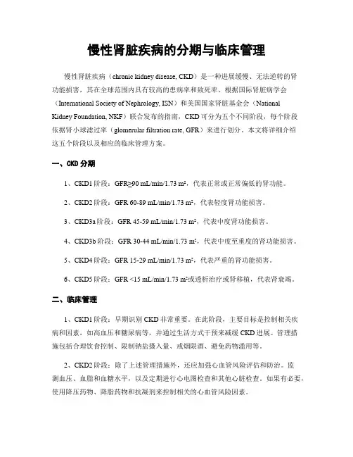 慢性肾脏疾病的分期与临床管理