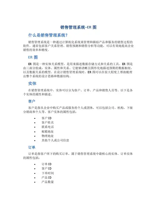 销售管理系统--ER图