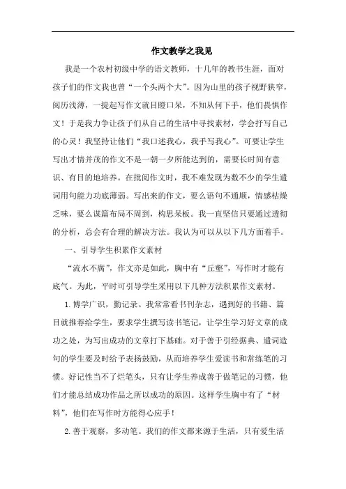 作文教学之我见论文
