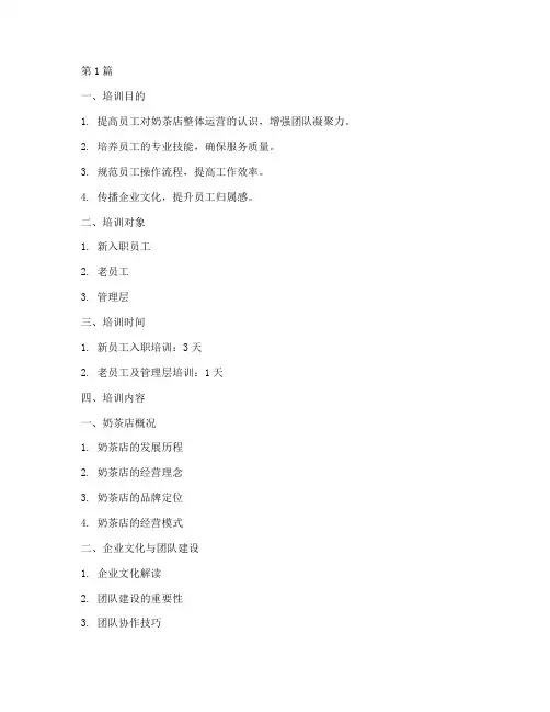奶茶店员工培训内容(3篇)