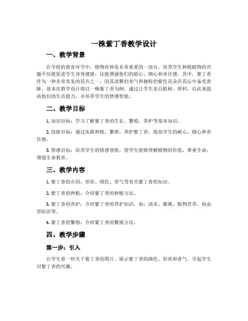 《一株紫丁香》教学设计