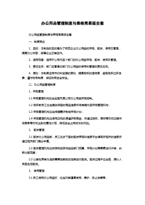 办公用品管理制度与表格简易版全套