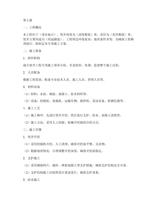 竖井工程专项施工方案(3篇)