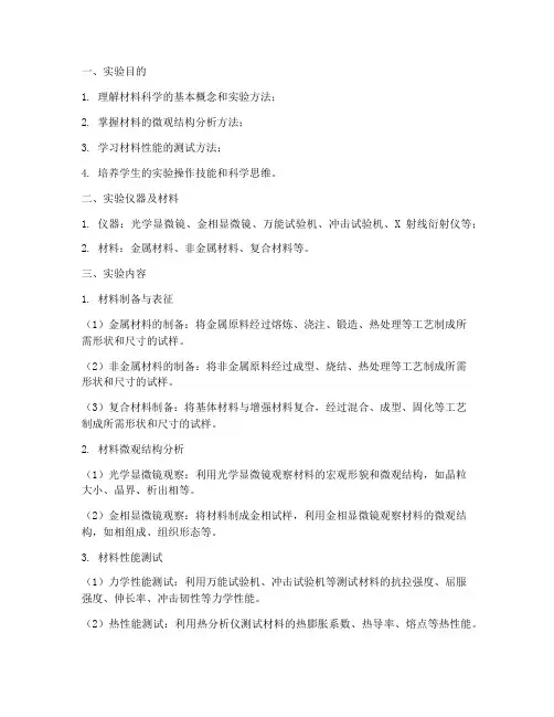 材料科学基础实验报告