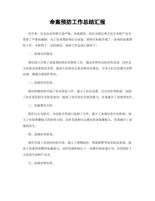 命案预防工作总结汇报