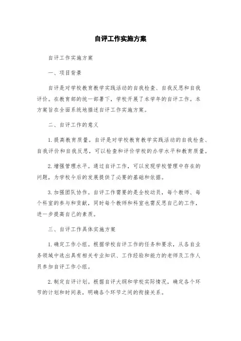 自评工作实施方案