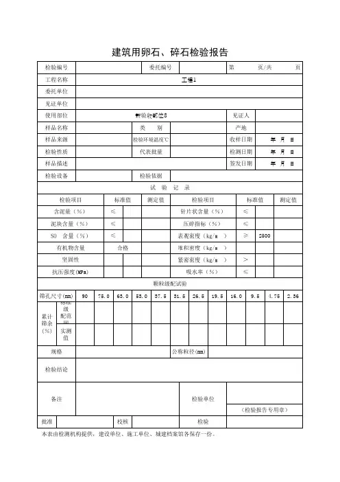 建筑用卵石、碎石检验报告