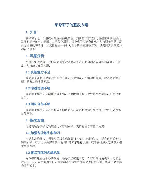领导班子的整改方案