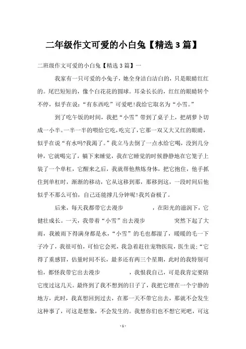 二年级作文可爱的小白兔【3篇】