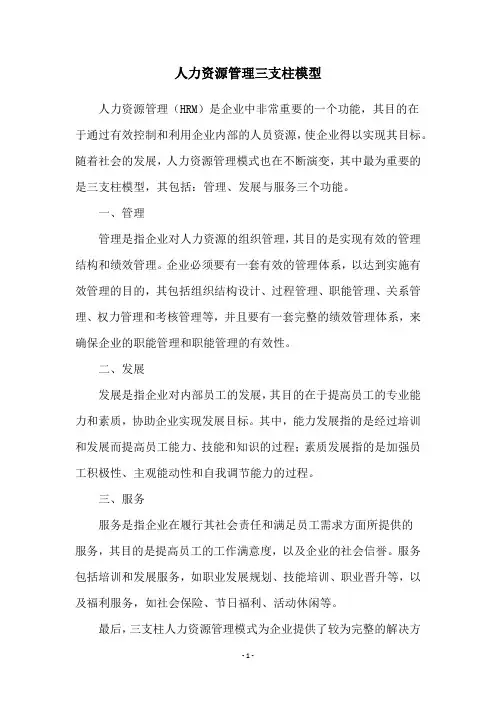 人力资源管理三支柱模型