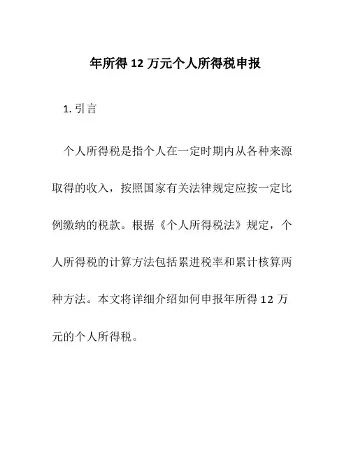年所得12万元个人所得税申报
