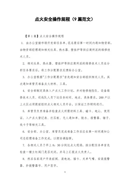 点火安全操作规程(9篇范文)