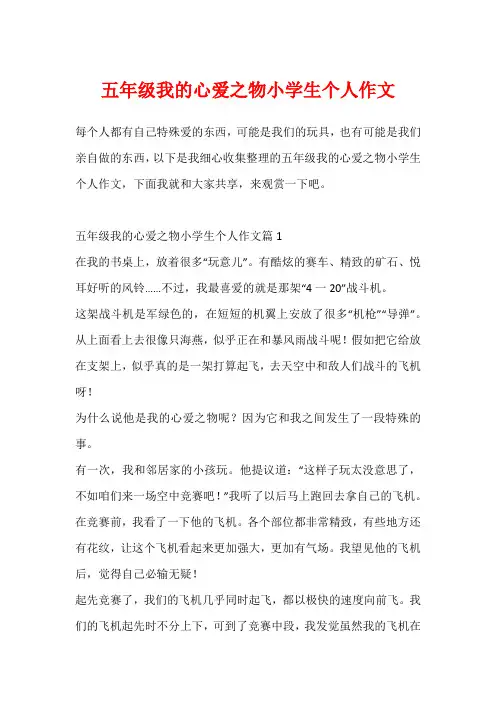 五年级我的心爱之物小学生个人作文