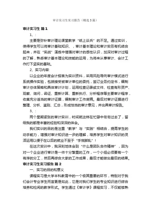 审计实习生实习报告（精选5篇）