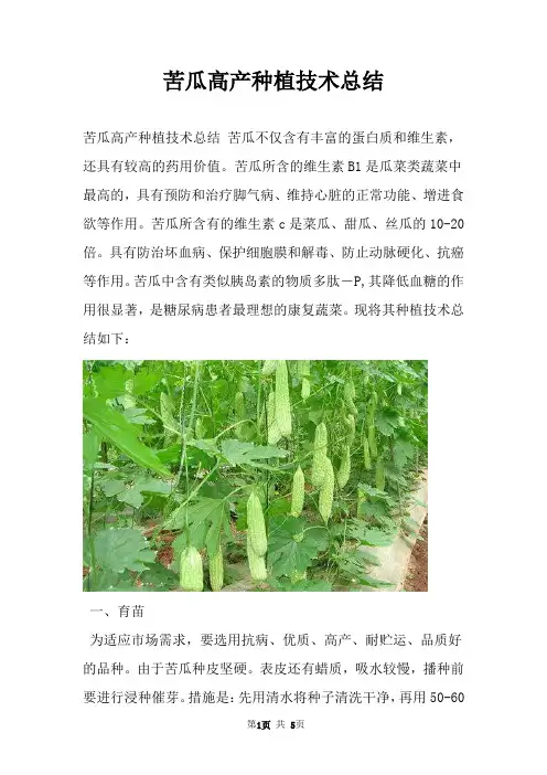 苦瓜高产种植技术总结