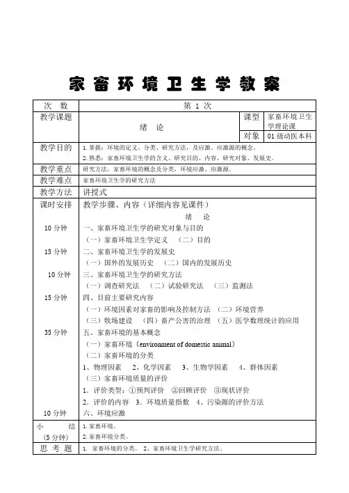 【畜牧课件】动医-家畜环境卫生学教案