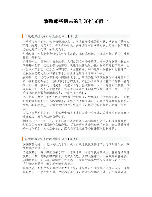 致敬那些逝去的时光作文初一