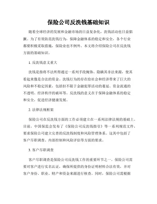 保险公司反洗钱基础知识