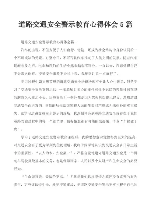道路交通安全警示教育心得体会5篇
