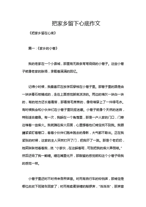 把家乡留下心底作文