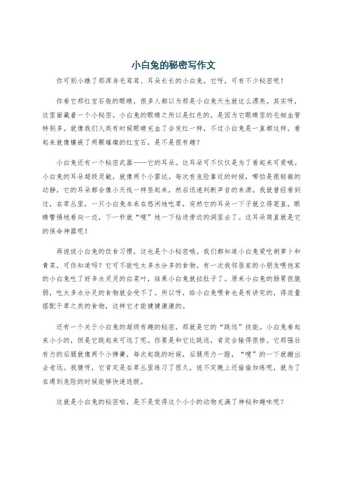 小白兔的秘密写作文