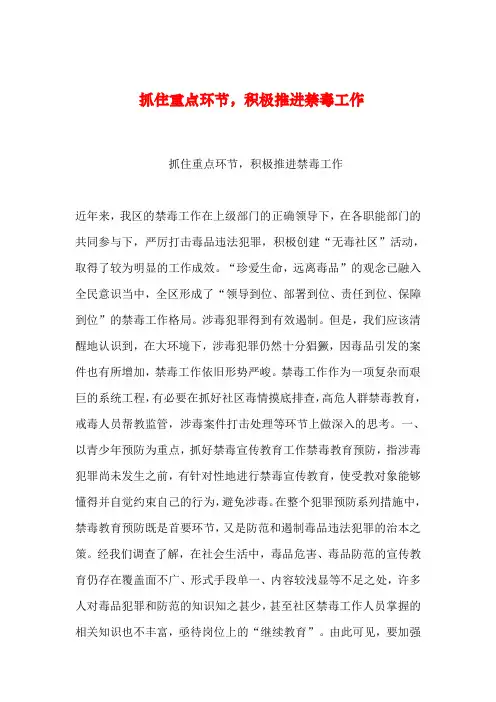 【2019年整理】抓住重点环节,积极推进禁毒工作