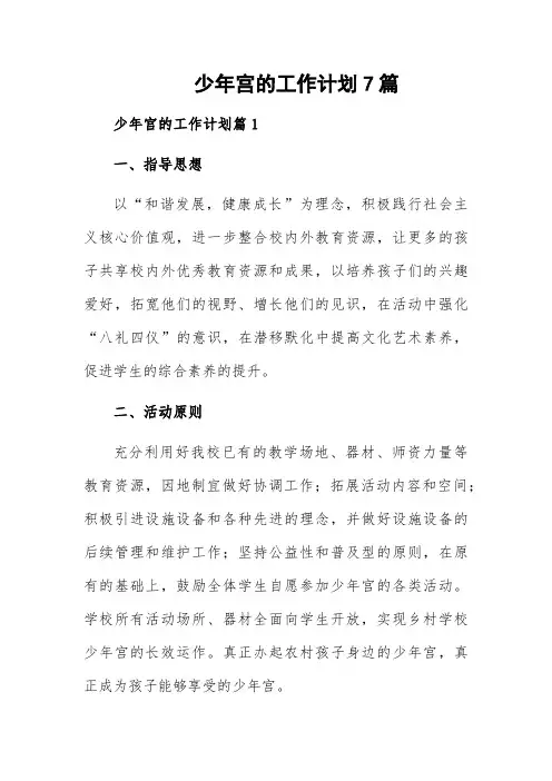 少年宫的工作计划7篇