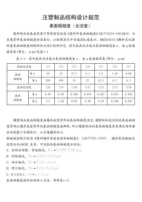塑胶产品结构设计规范-表面粗糙