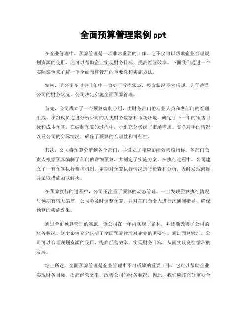 全面预算管理案例ppt 2