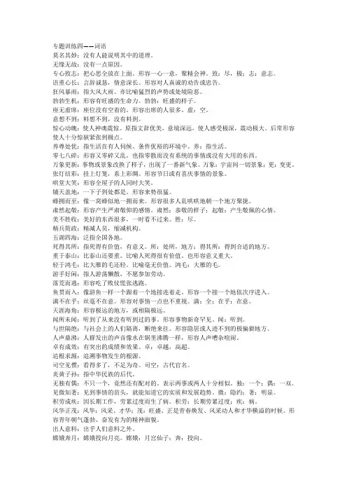 小升初语文 专题训练四—四字词语