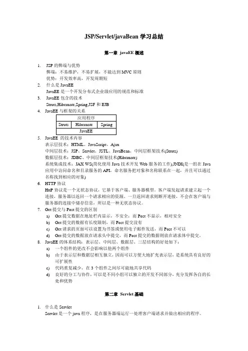 Jsp_Servlet_javaBean学习总结